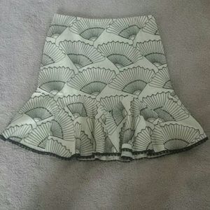 Nanette fan print embroidered skirt